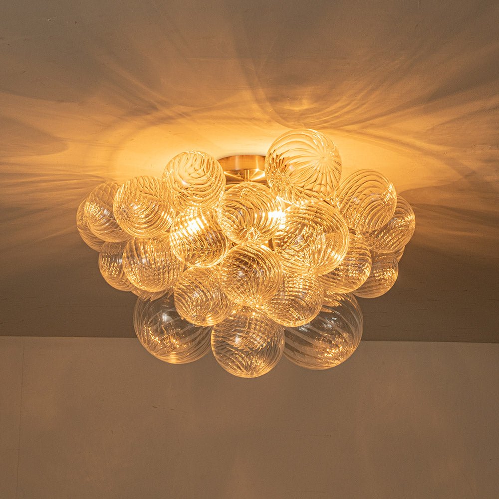 Deckenleuchte Glaskugeln Cluster 3-flammig Messing 53cm Bad Wohnzimmer Glamour