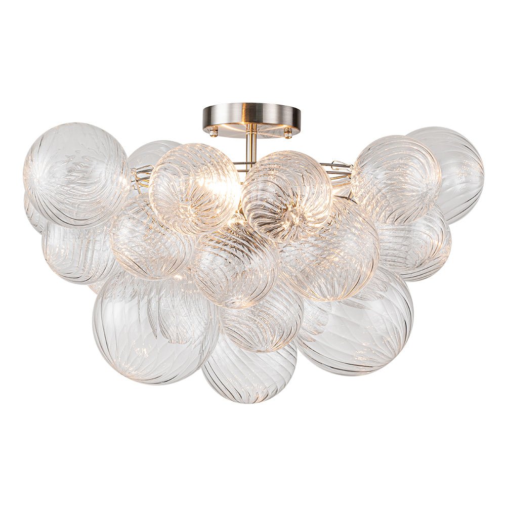 Deckenleuchte Glaskugeln Cluster 3-flammig Messing 53cm Bad Wohnzimmer Glamour