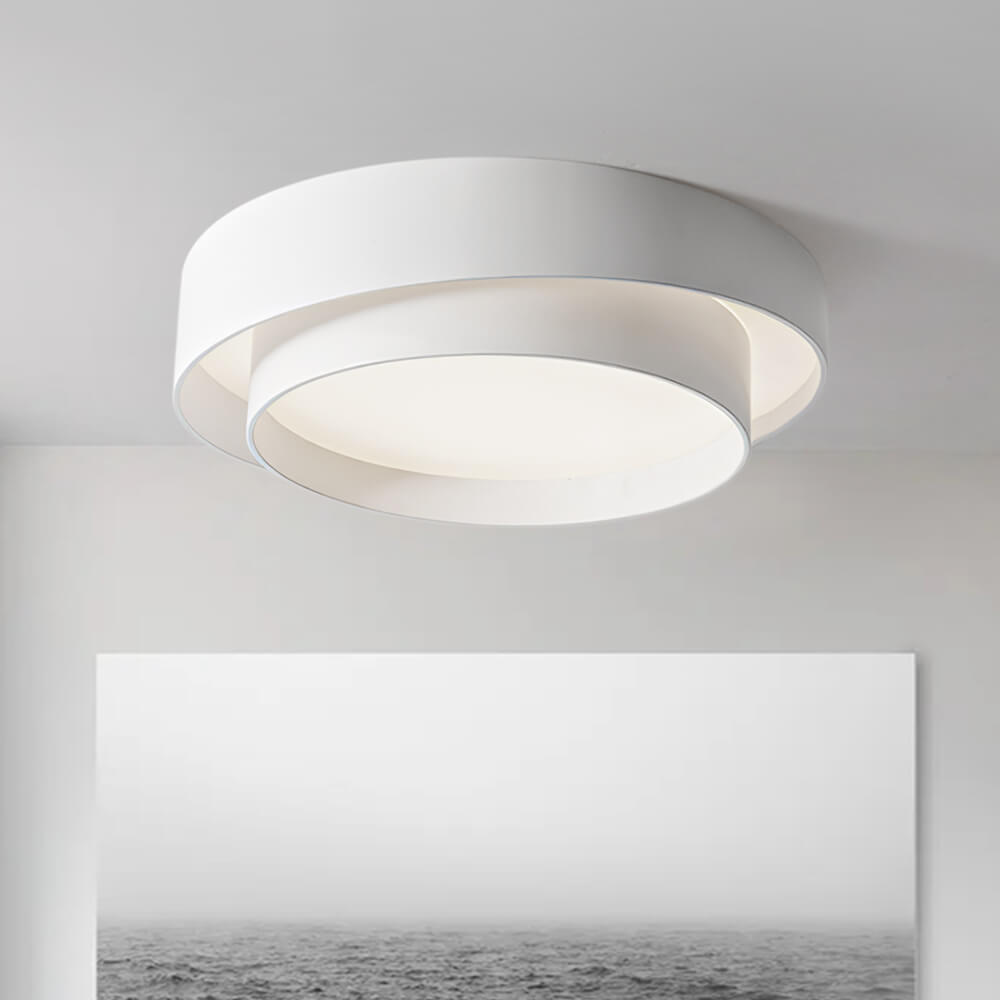 LED Deckenleuchte Rund Konzentrische Ringe Metall Weiß Grau Schwarz 39cm Modern