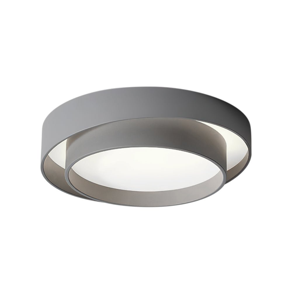 LED Deckenleuchte Rund Konzentrische Ringe Metall Weiß Grau Schwarz 39cm Modern