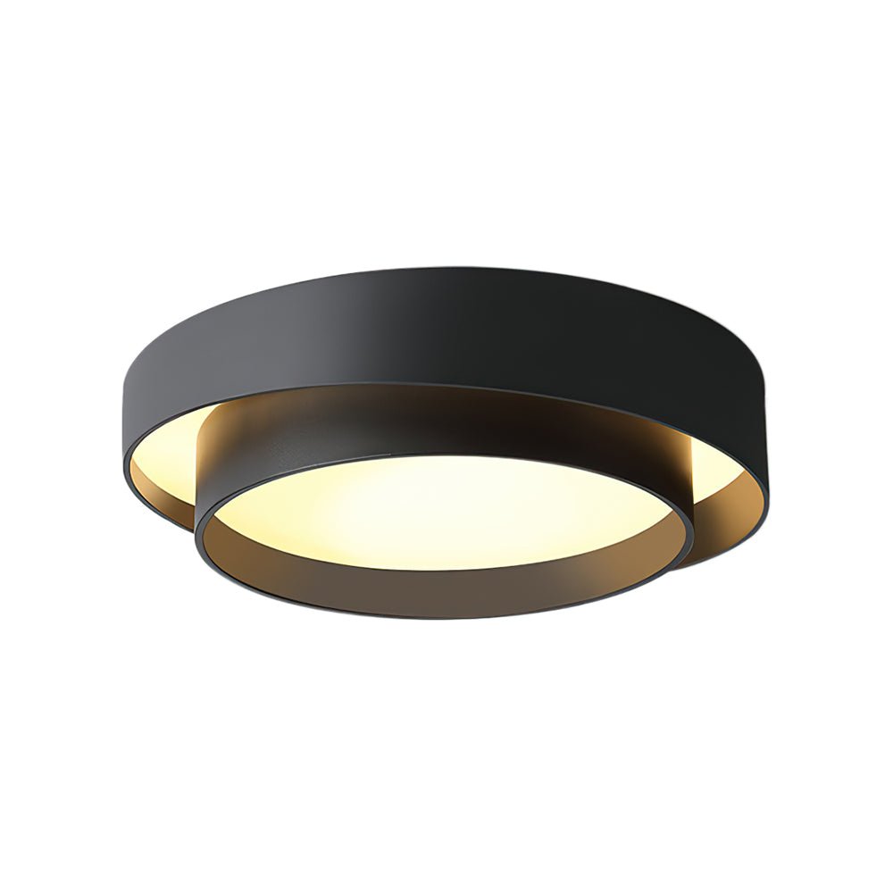 LED Deckenleuchte Rund Konzentrische Ringe Metall Weiß Grau Schwarz 39cm Modern