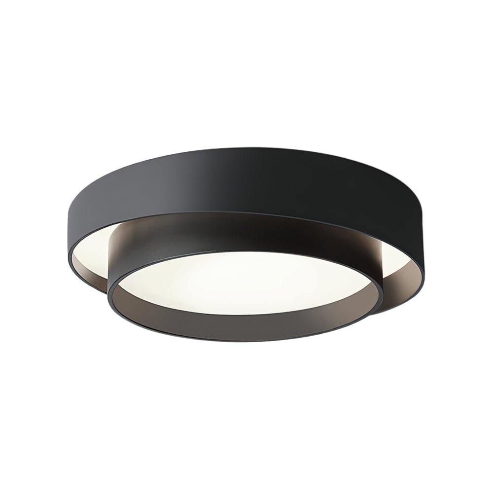 LED Deckenleuchte Rund Konzentrische Ringe Metall Weiß Grau Schwarz 39cm Modern