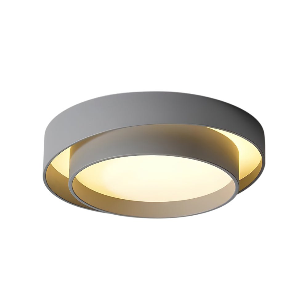 LED Deckenleuchte Rund Konzentrische Ringe Metall Weiß Grau Schwarz 39cm Modern