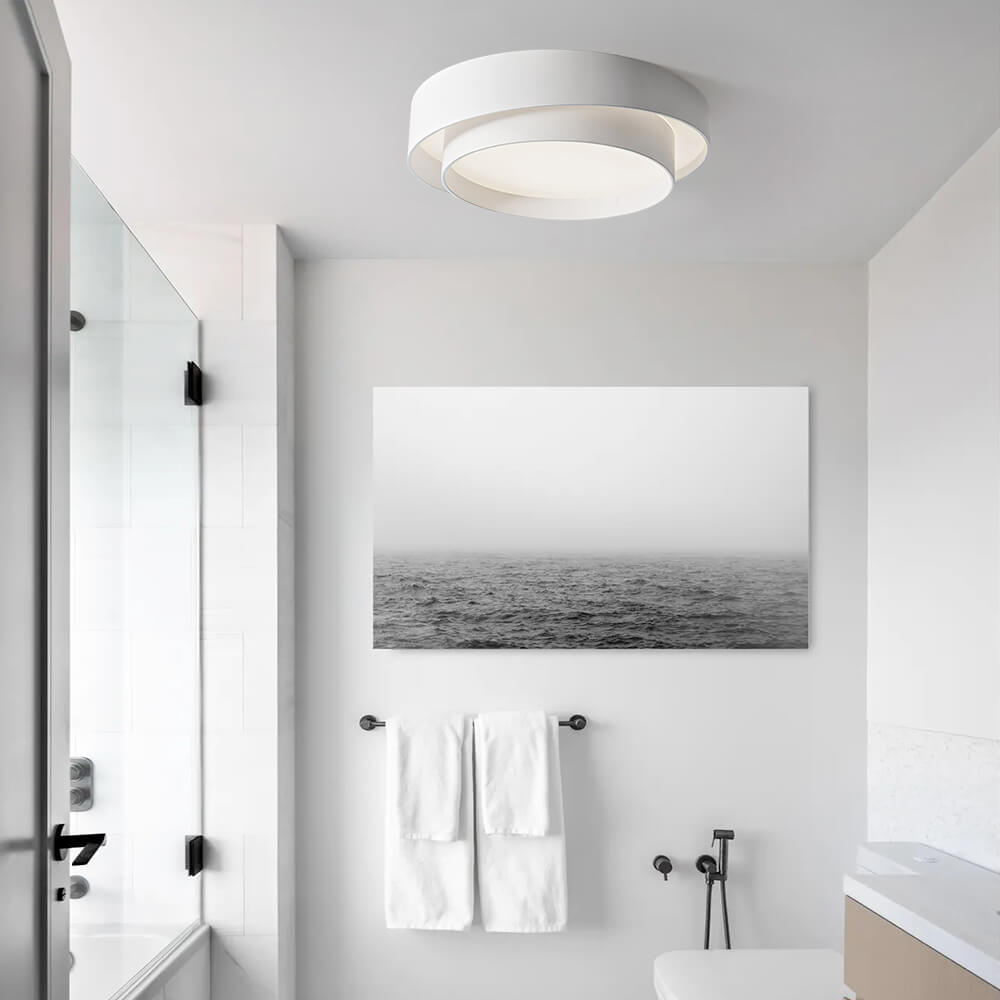 LED Deckenleuchte Rund Konzentrische Ringe Metall Weiß Grau Schwarz 39cm Modern