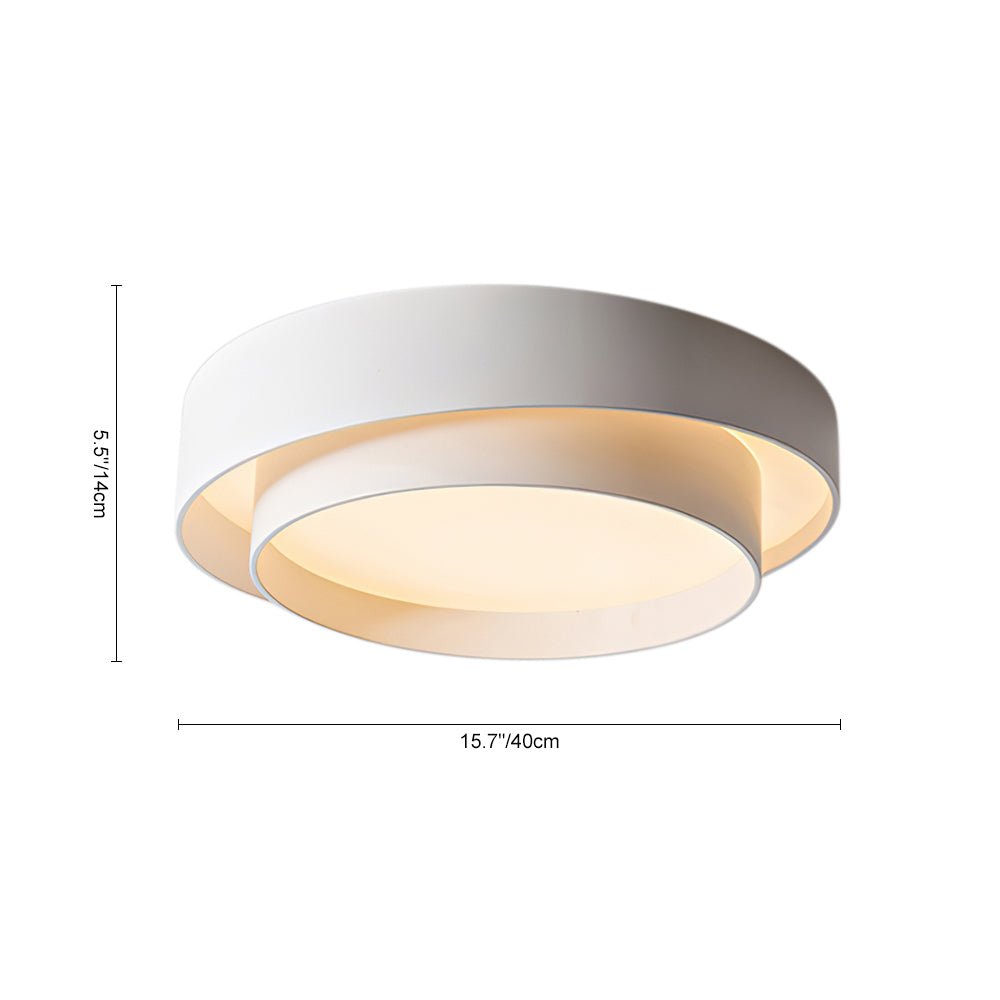 LED Deckenleuchte Rund Konzentrische Ringe Metall Weiß Grau Schwarz 39cm Modern