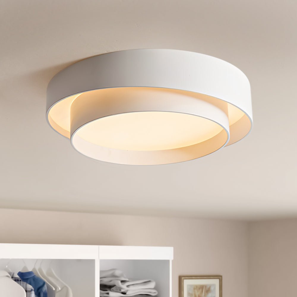 LED Deckenleuchte Rund Konzentrische Ringe Metall Weiß Grau Schwarz 39cm Modern