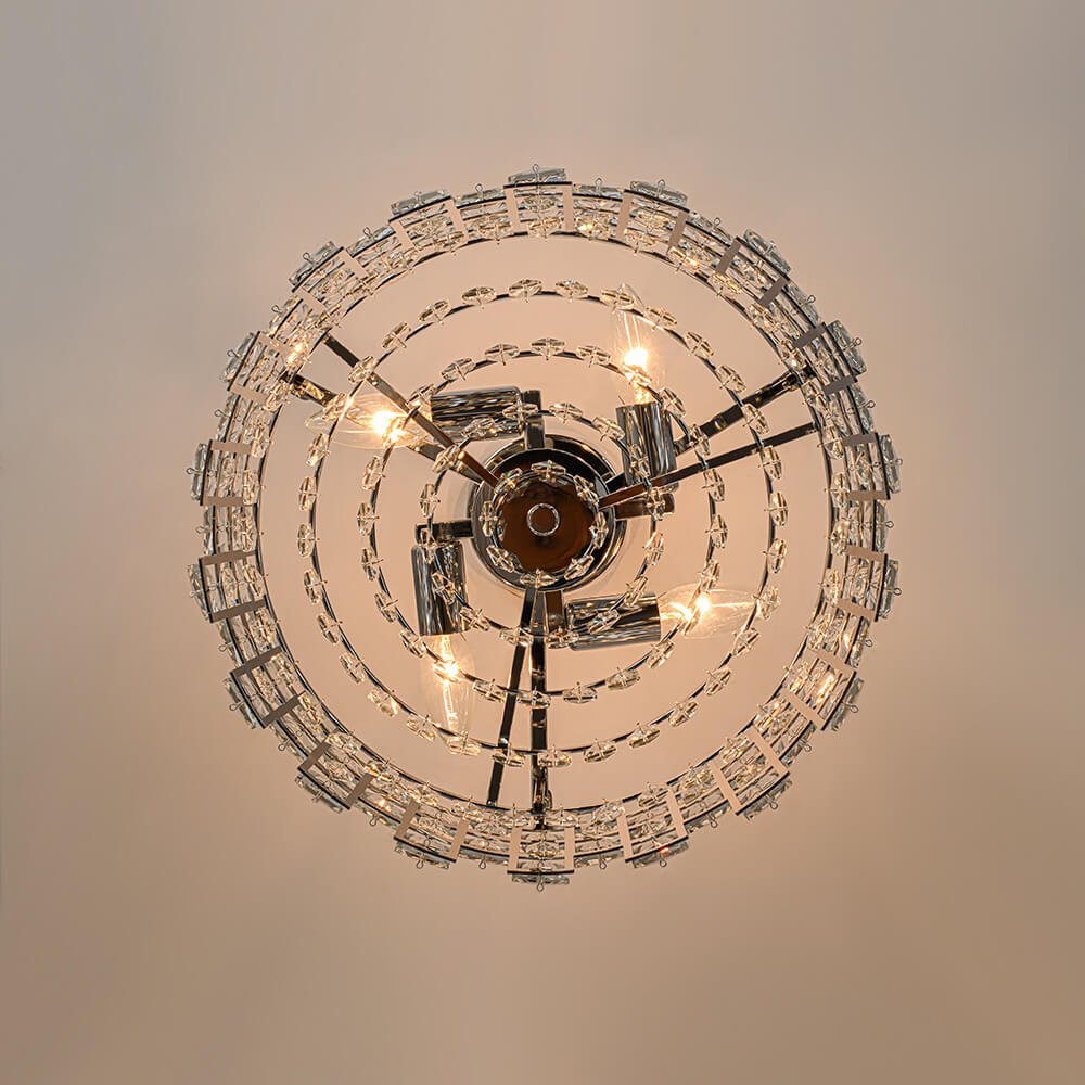 Deckenleuchte Kristall Trommel 4-flammig Chrom Messing Dimmbar 38cm Wohnzimmer Glamour