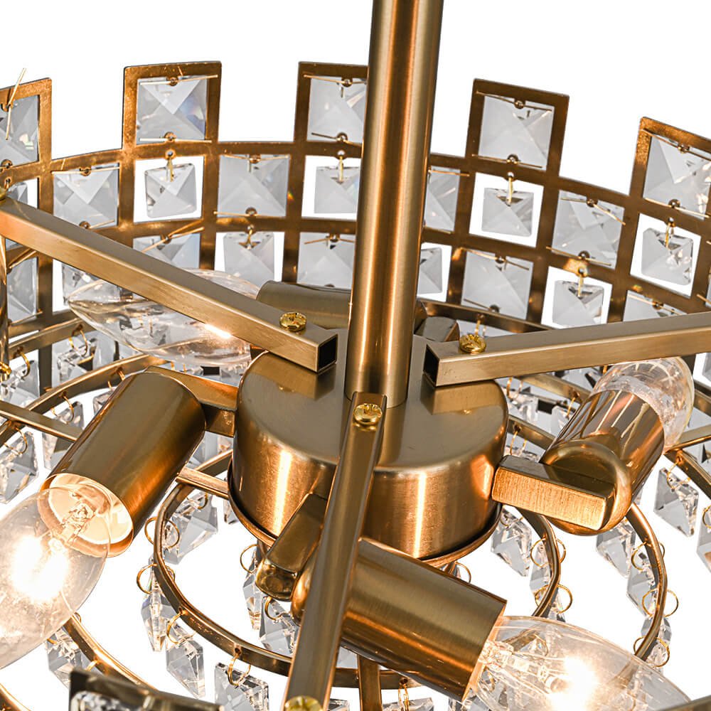Deckenleuchte Kristall Trommel 4-flammig Chrom Messing Dimmbar 38cm Wohnzimmer Glamour