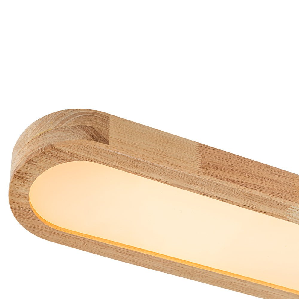 Deckenleuchte Oval LED Holzoptik Dimmbar Fernbedienung 95cm Küche Wohnzimmer Modern