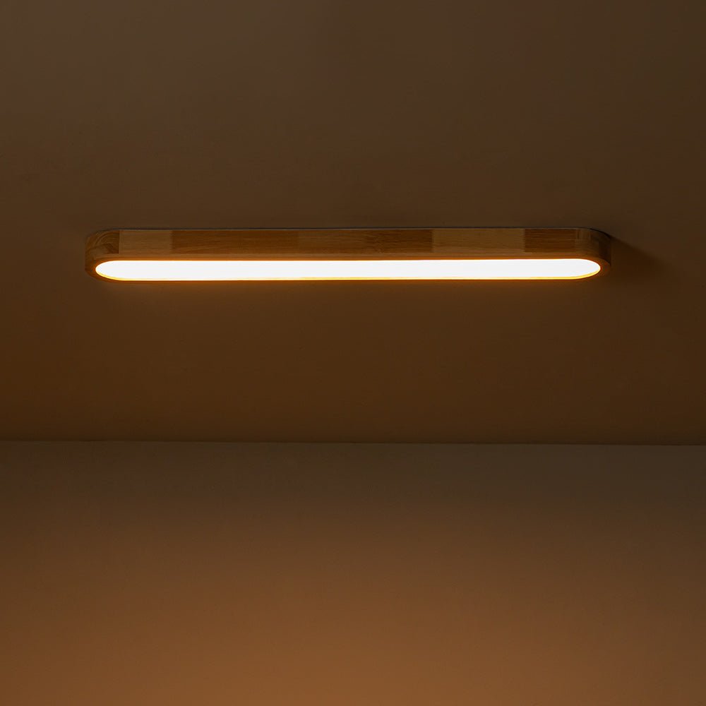 Deckenleuchte Oval LED Holzoptik Dimmbar Fernbedienung 95cm Küche Wohnzimmer Modern