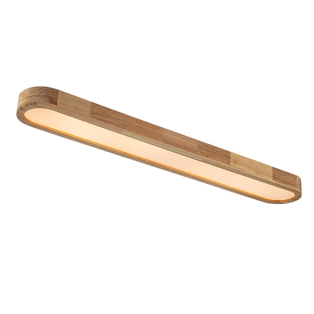 Deckenleuchte Oval LED Holzoptik Dimmbar Fernbedienung 95cm Küche Wohnzimmer Modern