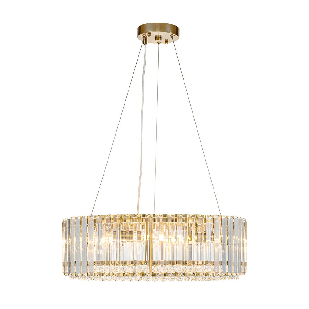 Kristallen Kroonluchter Rond 6-Lichts Metaal Chroom Zwart Messing 50cm Plafondlamp | Sansoti