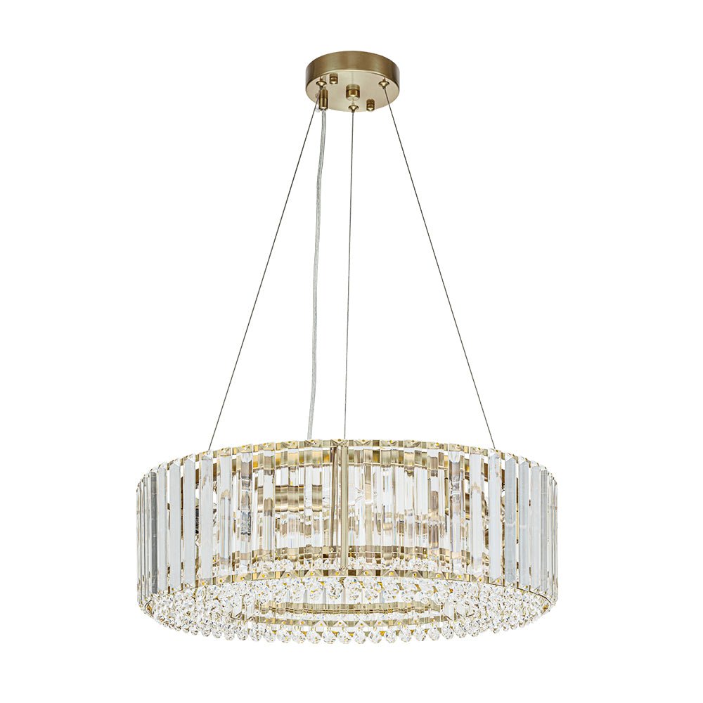 Kristallen Kroonluchter Rond 6-Lichts Metaal Chroom Zwart Messing 50cm Plafondlamp | Sansoti