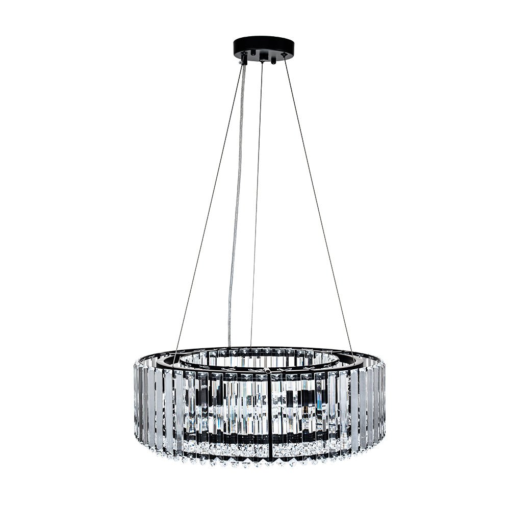 Kristallen Kroonluchter Rond 6-Lichts Metaal Chroom Zwart Messing 50cm Plafondlamp | Sansoti