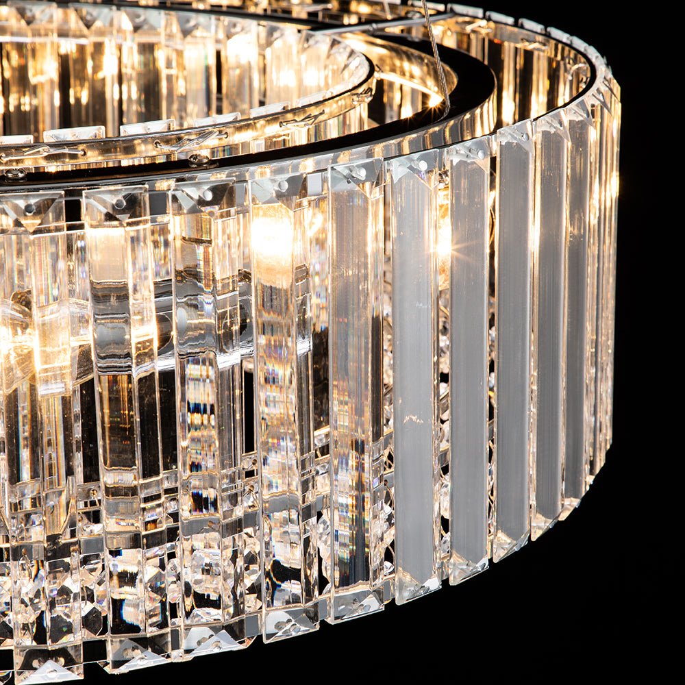 Kristallen Kroonluchter Rond 6-Lichts Metaal Chroom Zwart Messing 50cm Plafondlamp | Sansoti