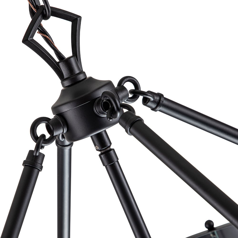 Hängelampe Laterne Zylinder Glas 4-flammig Schwarz Chrom 45cm Esszimmer Kücheninsel Dimmbar