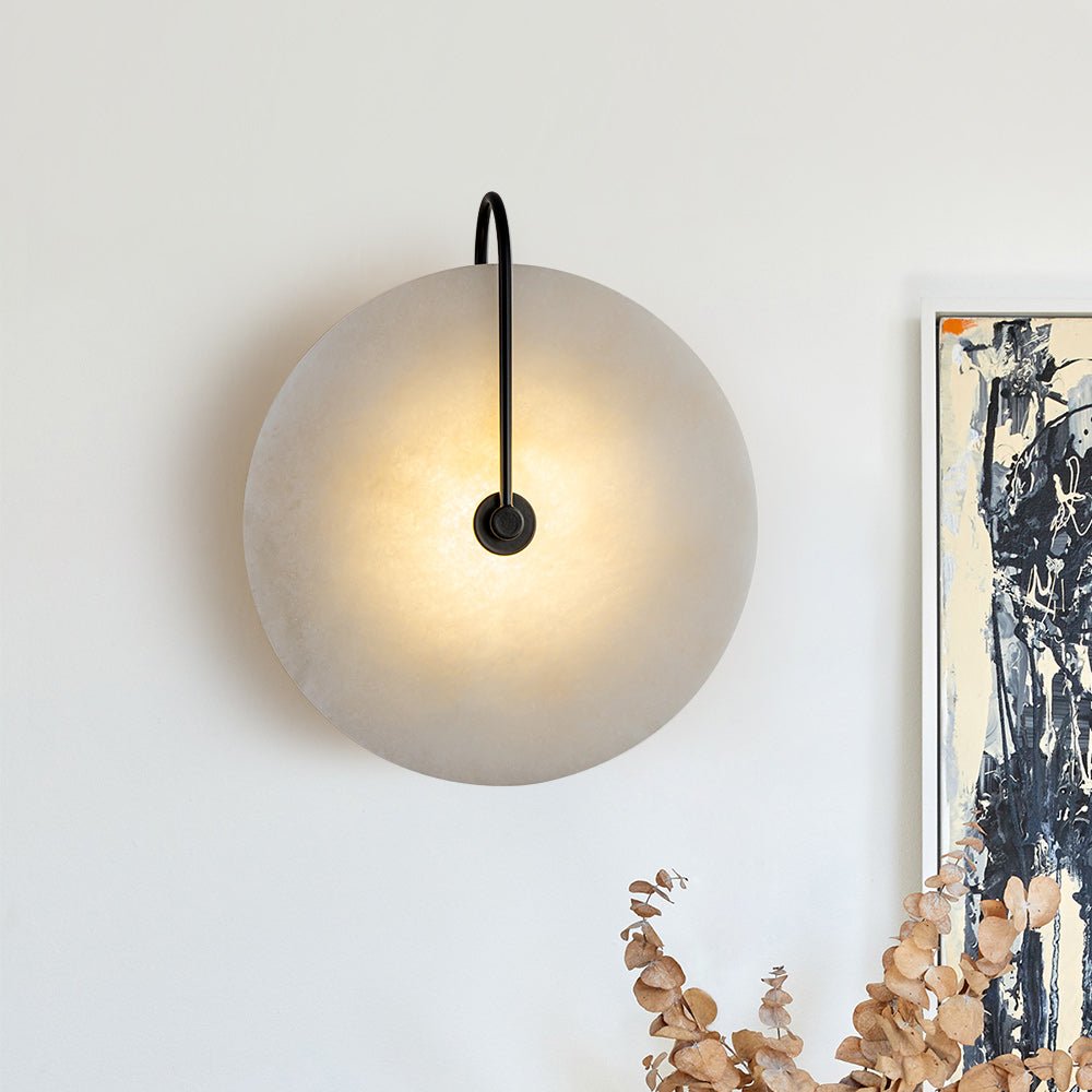 Applique murale marbre ronde LED 5W noir blanc 25cm Chambre Hall Salon Mid-Century
