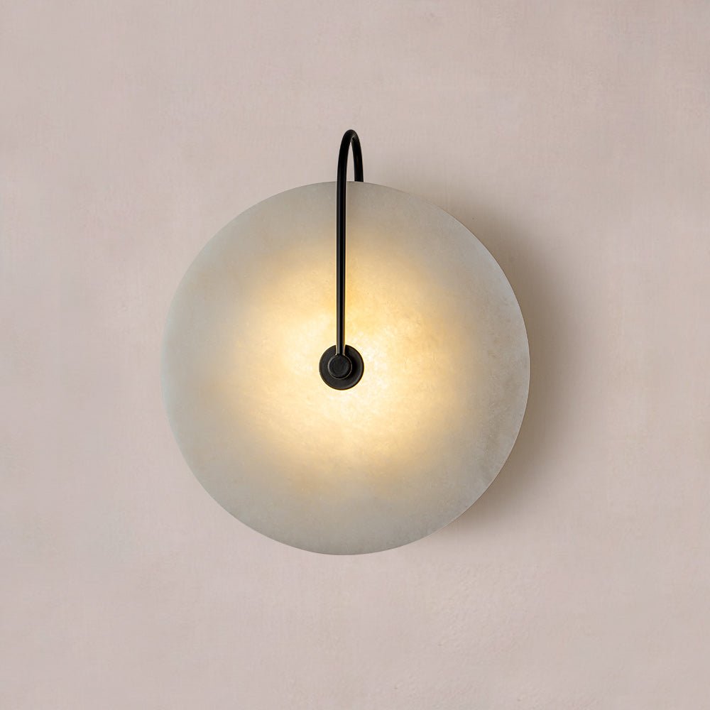Applique murale marbre ronde LED 5W noir blanc 25cm Chambre Hall Salon Mid-Century