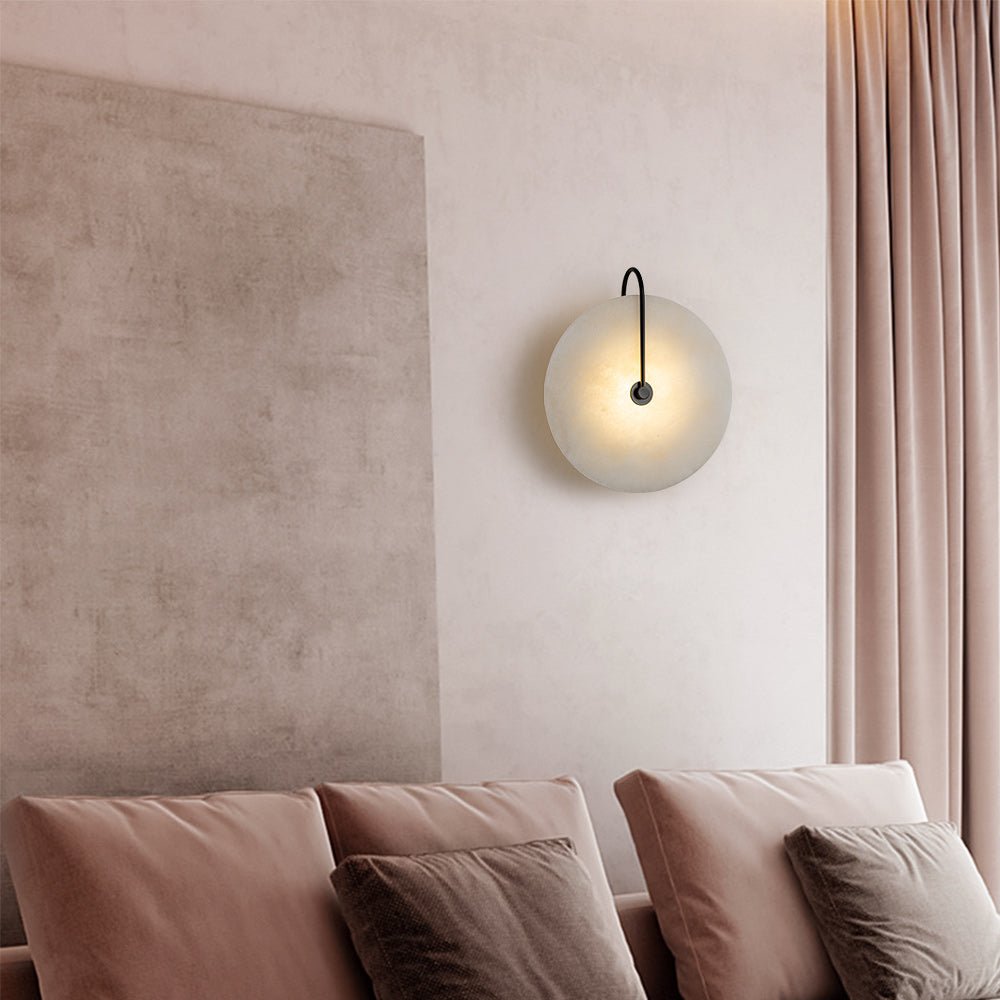Applique murale marbre ronde LED 5W noir blanc 25cm Chambre Hall Salon Mid-Century