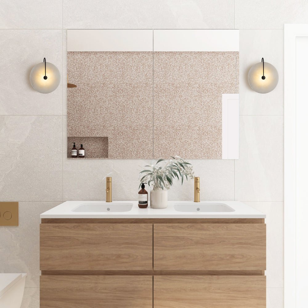 Applique murale marbre ronde LED 5W noir blanc 25cm Chambre Hall Salon Mid-Century
