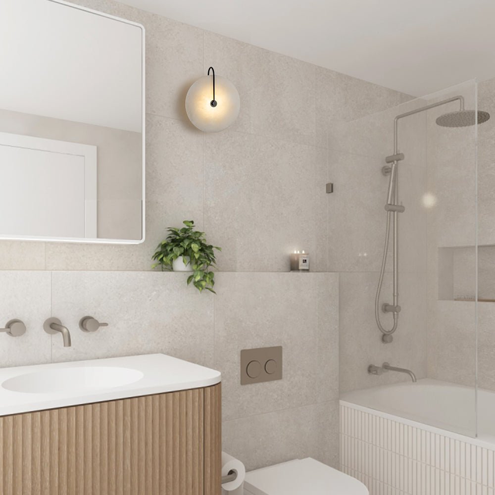 Applique murale marbre ronde LED 5W noir blanc 25cm Chambre Hall Salon Mid-Century