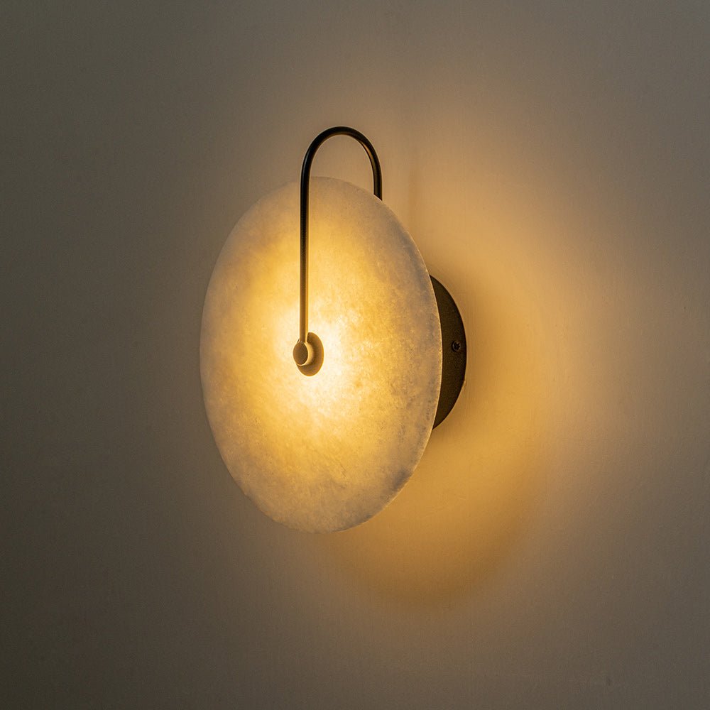 Applique murale marbre ronde LED 5W noir blanc 25cm Chambre Hall Salon Mid-Century