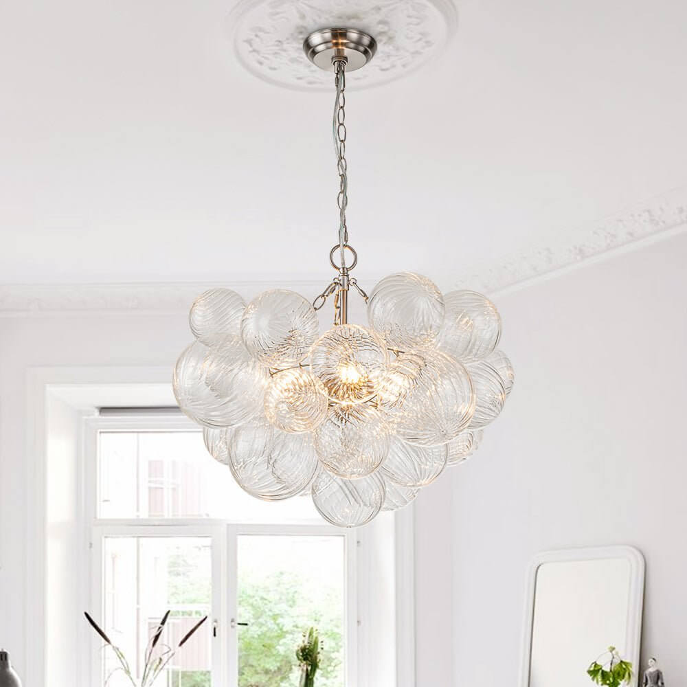 Luxuriöser Cluster Kronleuchter mit Glasblasen in Messing – moderne Hängelampe mit 3 oder 8 Leuchten | Restfield