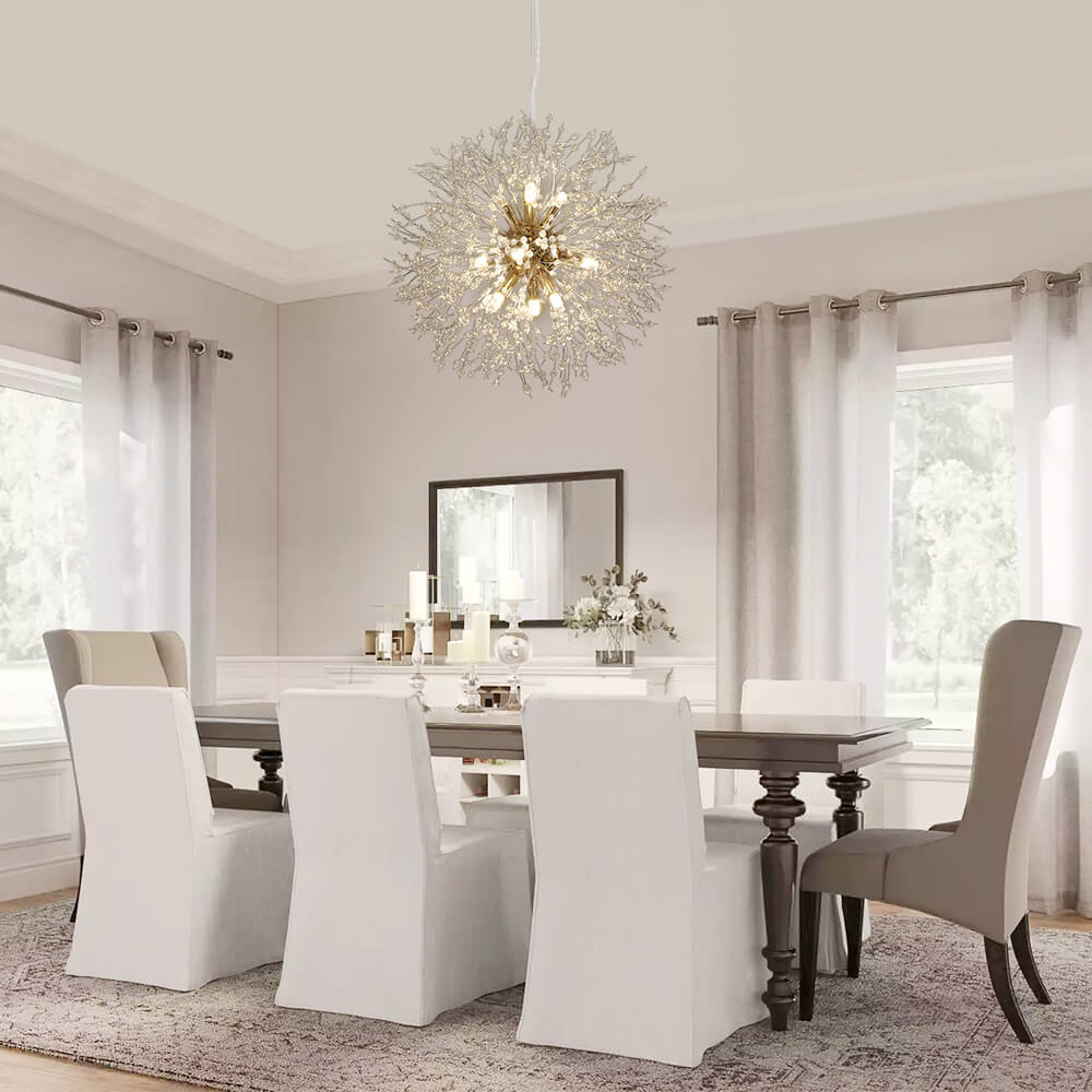 Sputnik Kronleuchter Löwenzahn Metall Gold Chrom 12/16 Lichter 60cm Deckenleuchte Modern