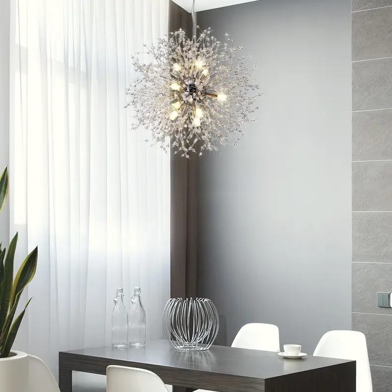 Sputnik Kronleuchter Löwenzahn Metall Gold Chrom 12/16 Lichter 60cm Deckenleuchte Modern