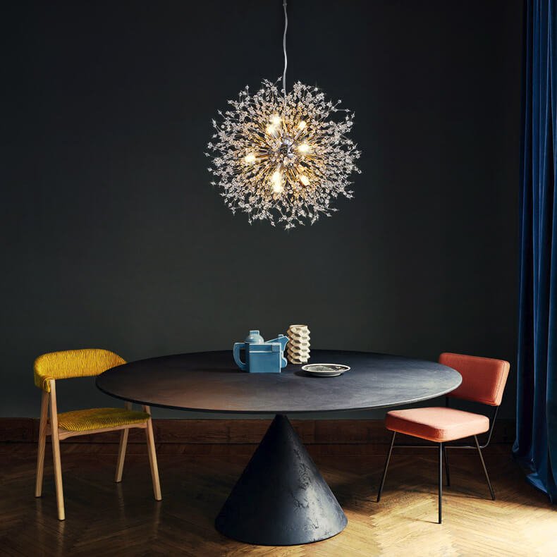 Sputnik Kronleuchter Löwenzahn Metall Gold Chrom 12/16 Lichter 60cm Deckenleuchte Modern