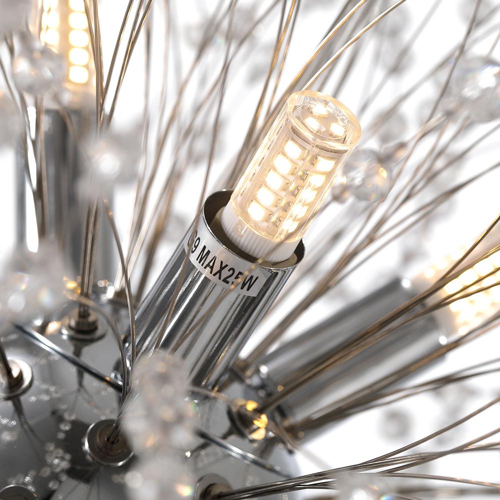 Sputnik Kronleuchter Löwenzahn Metall Gold Chrom 12/16 Lichter 60cm Deckenleuchte Modern