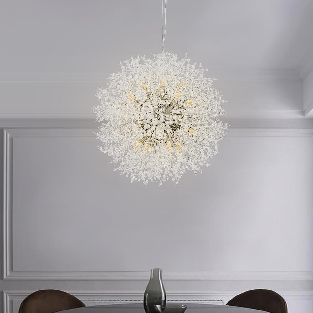 Sputnik Kronleuchter Löwenzahn Metall Gold Chrom 12/16 Lichter 60cm Deckenleuchte Modern
