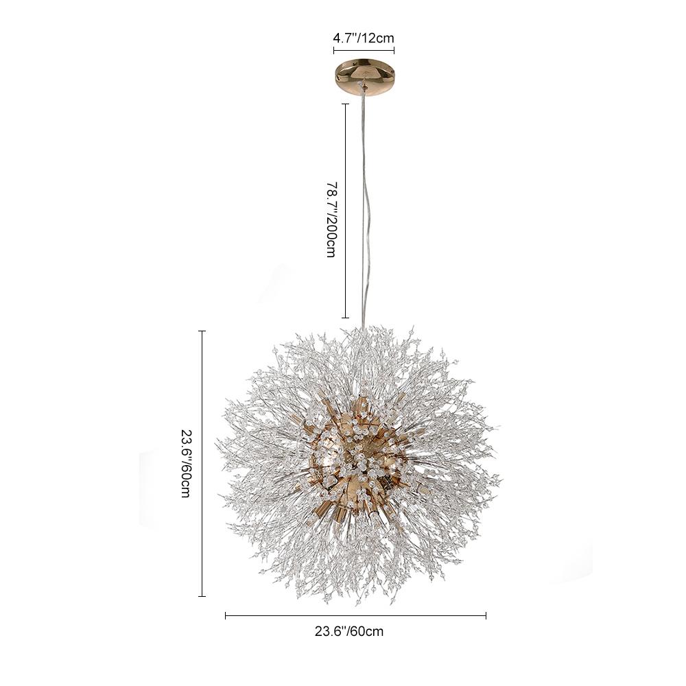 Sputnik Kronleuchter Löwenzahn Metall Gold Chrom 12/16 Lichter 60cm Deckenleuchte Modern
