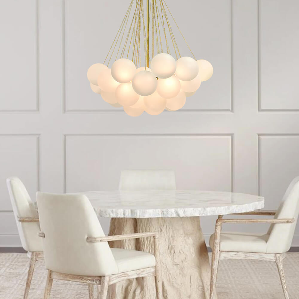 Moderne cluster hanglamp met glazen bubbels in zwart of messing – 3 lichts design kroonluchter 40 of 80 cm | Sansoti