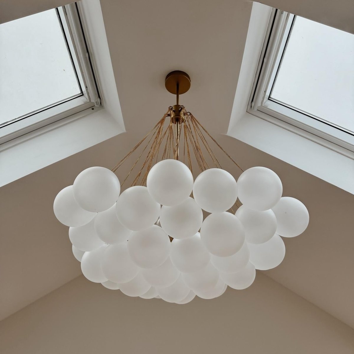 Moderne cluster hanglamp met glazen bubbels in zwart of messing – 3 lichts design kroonluchter 40 of 80 cm | Sansoti