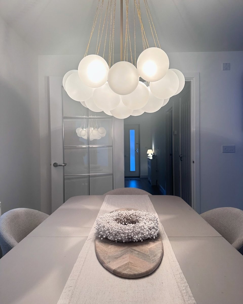 Moderne cluster hanglamp met glazen bubbels in zwart of messing – 3 lichts design kroonluchter 40 of 80 cm | Sansoti