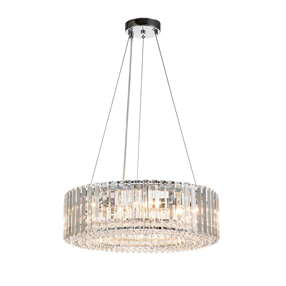 Kristall-Kronleuchter 6-flammig Chrom Modern Rund 50cm Esszimmer Wohnzimmer | Restfield