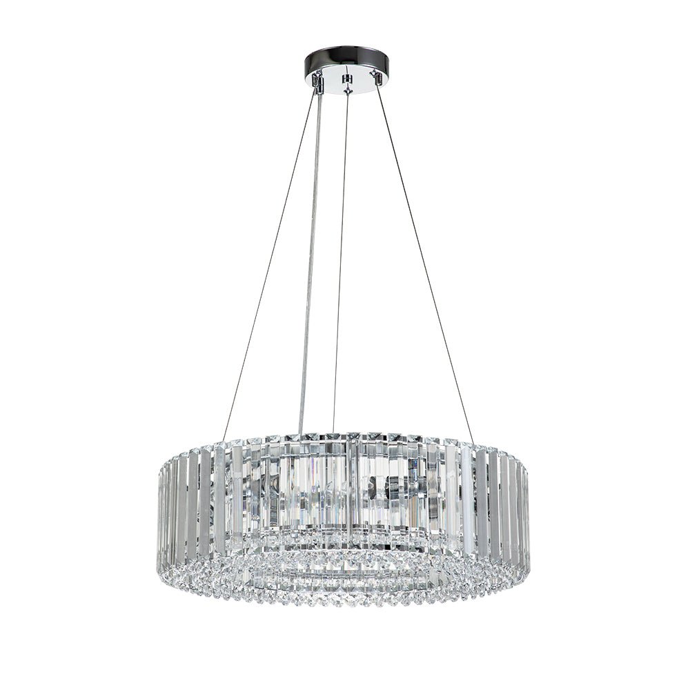 Kristall-Kronleuchter 6-flammig Chrom Modern Rund 50cm Esszimmer Wohnzimmer | Restfield