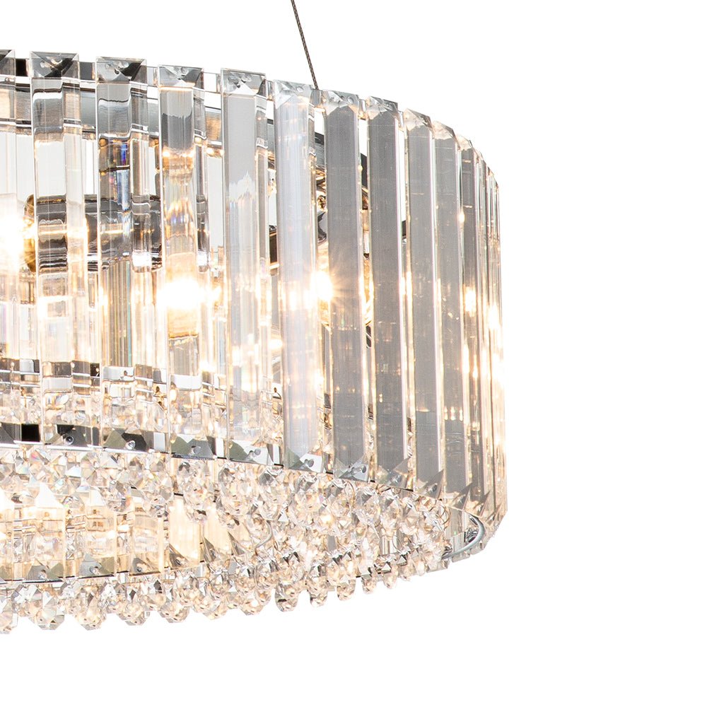 Kristall-Kronleuchter 6-flammig Chrom Modern Rund 50cm Esszimmer Wohnzimmer | Restfield