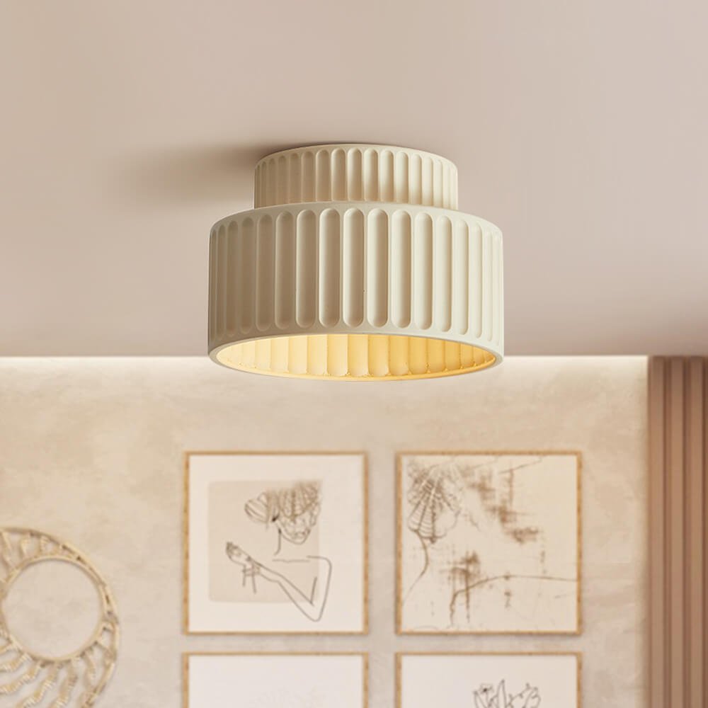 Deckenleuchte Wabi-Sabi Harz Nordic Flush Mount Beige Grün Weiß Dimmbar Wohnzimmer