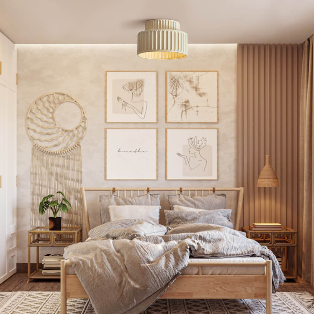 Deckenleuchte Wabi-Sabi Harz Nordic Flush Mount Beige Grün Weiß Dimmbar Wohnzimmer