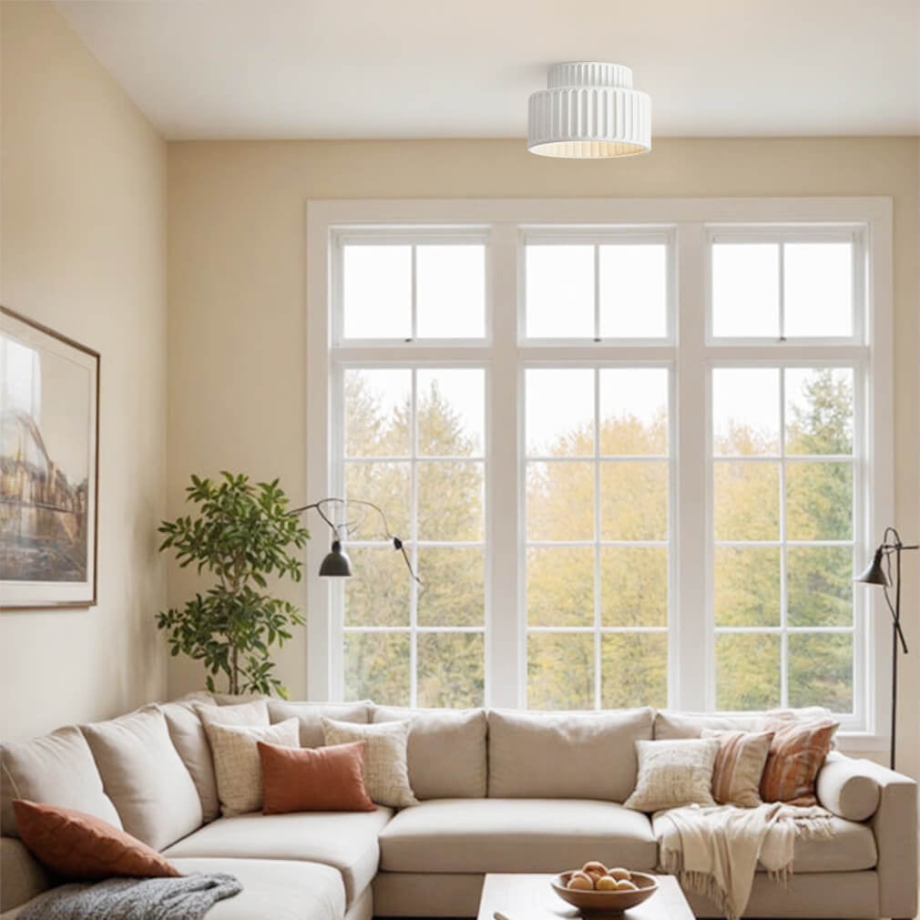 Deckenleuchte Wabi-Sabi Harz Nordic Flush Mount Beige Grün Weiß Dimmbar Wohnzimmer