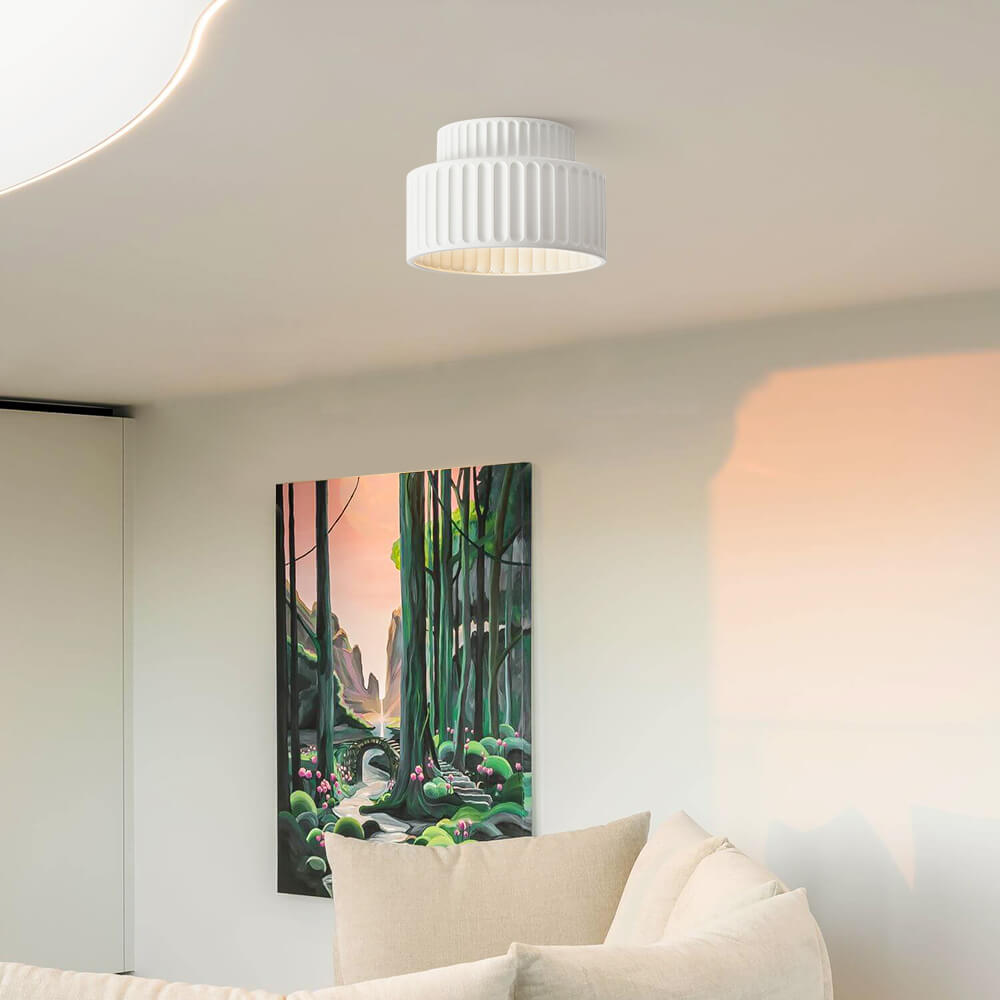 Deckenleuchte Wabi-Sabi Harz Nordic Flush Mount Beige Grün Weiß Dimmbar Wohnzimmer