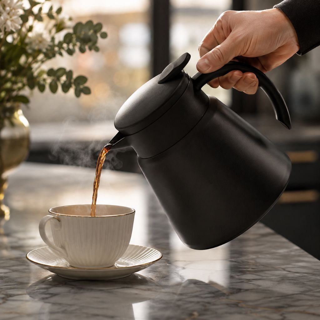Vacuüm Thermoskan 600ml RVS Dubbelwandig Geïsoleerd voor Koffie Thee Kantoor Keuken Thuis Warm Koud Dranken | Sansoti