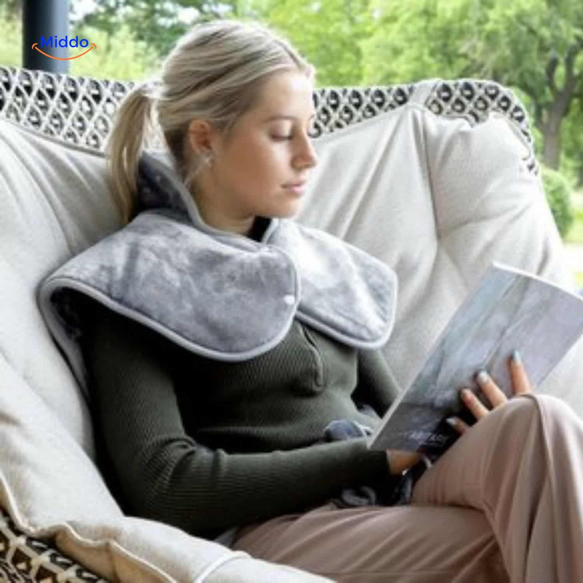 Cape chauffante pour épaules et cou 100 W en flanelle grise, mains libres, réglable, 9 niveaux de chaleur, coussin chauffant électrique | Sansoti