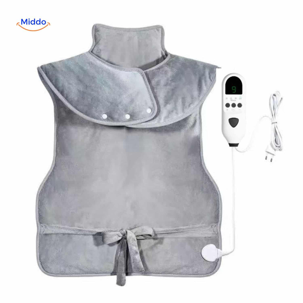 Cape chauffante pour épaules et cou 100 W en flanelle grise, mains libres, réglable, 9 niveaux de chaleur, coussin chauffant électrique | Sansoti