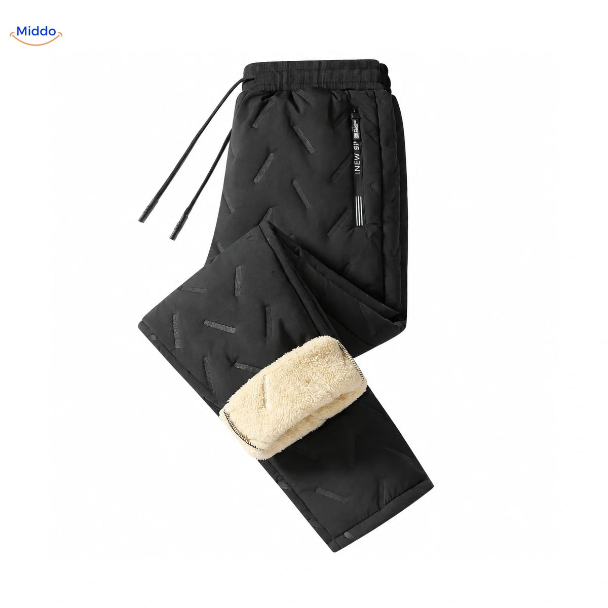 Gefütterte Winterhose mit Teddyfutter für Herren, Fleece-Jogginghose in Schwarz und Grau, elastischer Bund, warm und bequem | Sansoti