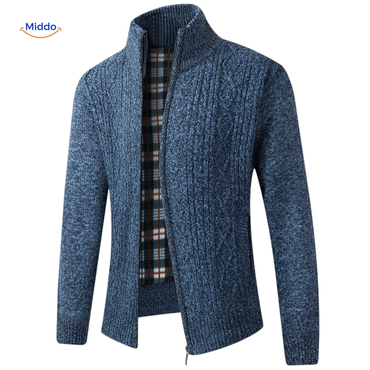 Gefütterte Strickweste für Herren - warm, weiches Futter, Reißverschluss, Rippbündchen, lässig, stilvoll, bequem, für den täglichen Gebrauch | Sansoti