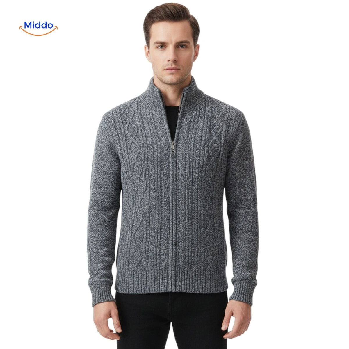 Gefütterte Strickweste für Herren - warm, weiches Futter, Reißverschluss, Rippbündchen, lässig, stilvoll, bequem, für den täglichen Gebrauch | Sansoti