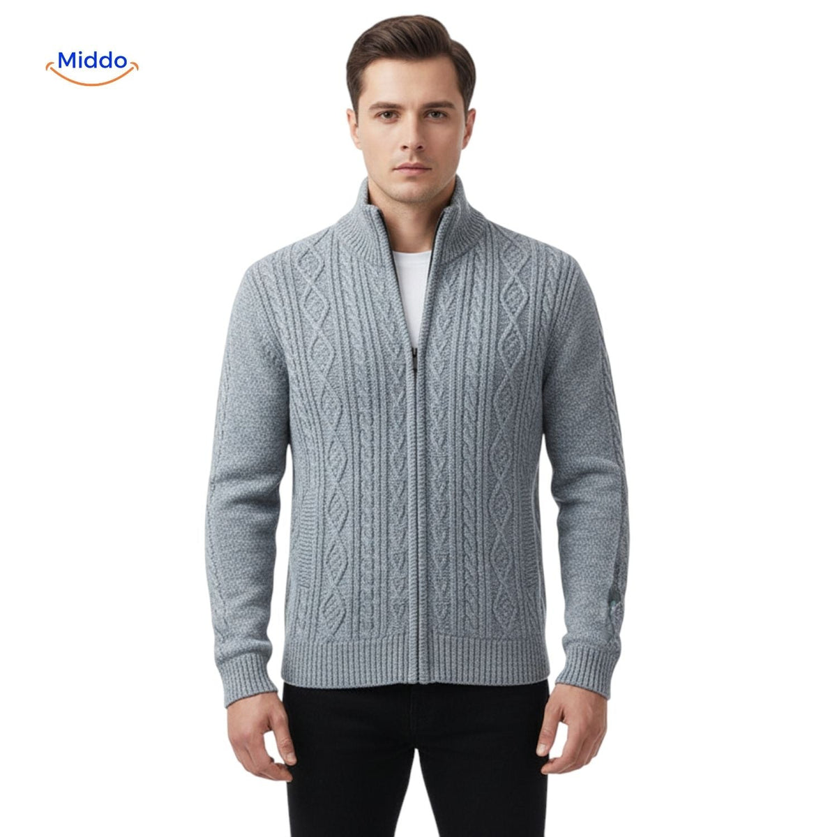 Gefütterte Strickweste für Herren - warm, weiches Futter, Reißverschluss, Rippbündchen, lässig, stilvoll, bequem, für den täglichen Gebrauch | Sansoti